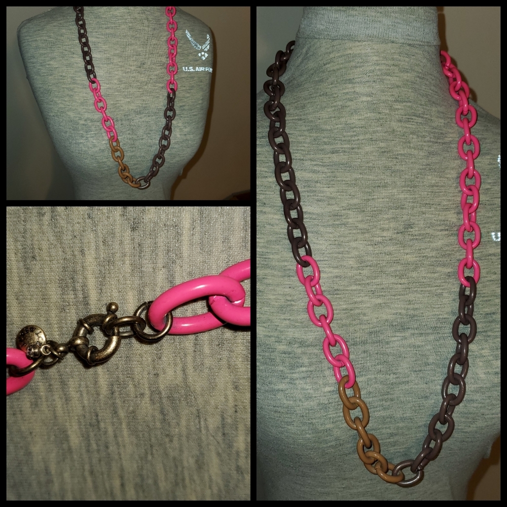 Pink and purple long chain necklace